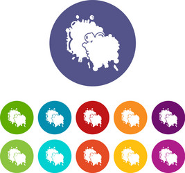 paintball splash blob icons set color vector image