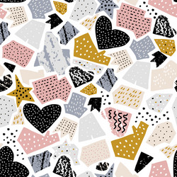 seamless abstract pattern with ink drawn shapes vector image