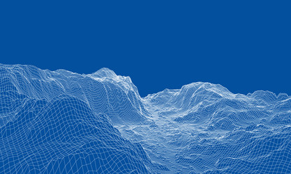 abstract 3d wire-frame landscape blueprint style vector