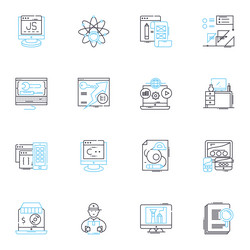 coding techniques linear icons set algorithms vector