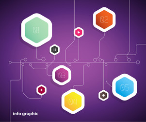 flat design template with hexagon shape bubbles vector image