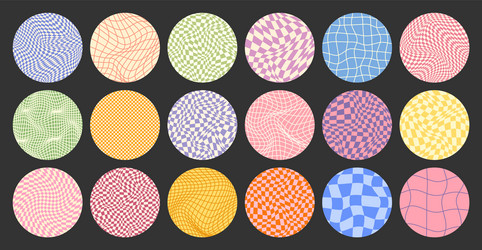 groovy checkered pattern round colorful tiled vector image