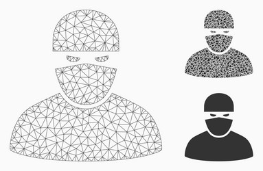 ninja mesh wire frame model and triangle vector image