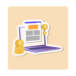 Paid articles sticker laptop coin page screen vector