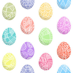 Seamless pattern of easter eggs with hand drawn vector