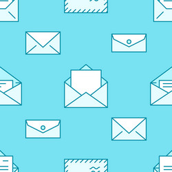 seamless pattern with envelopes flat line icons vector image