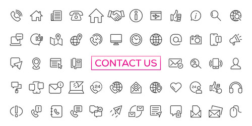 set of simple contact us icons for web and mobile vector image