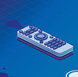 tv remote control on blue background isometric vector