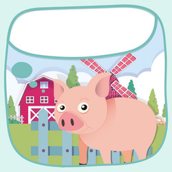 Border design with pig and barn vector