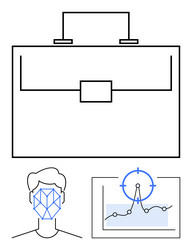 facial recognition and data analysis with business vector image