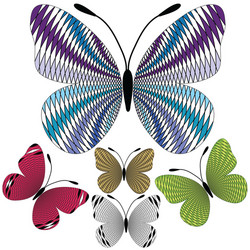 Set abstract mosaic butterflies vector