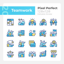 teamwork pixel perfect rgb color icons set vector image