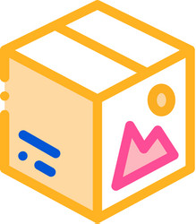 color paper box icon outline vector