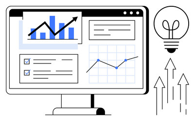 data analytics dashboard with growth charts task vector image