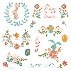Easter Floral Collection Vector Image