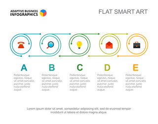 five steps workflow slide template vector image