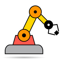 mechanical robot arm machine shadow icon vector image