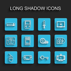 set line computer mouse portable video game vector image