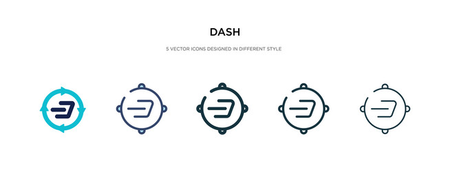 Dash icon in different style two colored vector