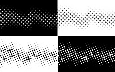halftone waves set circle dots pattern vector image