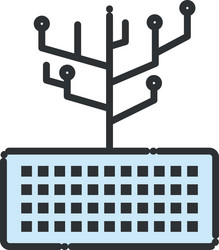 keyboard with circuit line and fill style icon vector image