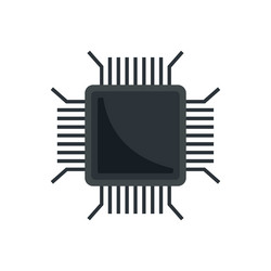 nanotechnology pc microchip icon flat isolated vector image