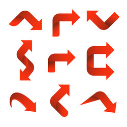 set red arrow 3d icons pointing up down left right vector image