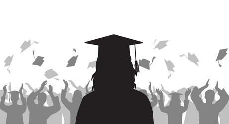 silhouette graduate girl on background vector