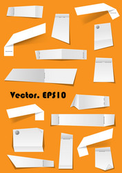 White paper notes and scraps attached with pins vector