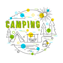 Camping outdoor elements summer camp hiking Vector Image