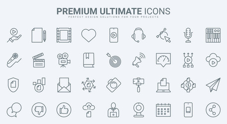 content creation thin line icons set digital vector image