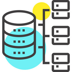 database architecture flat line web icon concept vector image