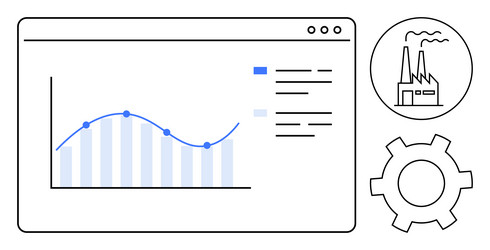factory data analysis dashboard with chart vector image