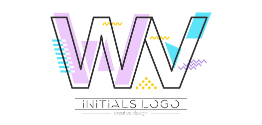 letters w and v merging of two initials vector image