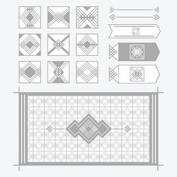 Light gray geometrical tiles patterns set vector