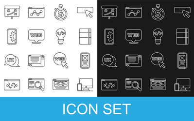 set line monitor and mobile ui ux design vector image