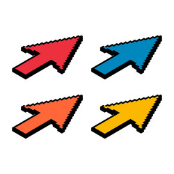 set of arrow isometric pixel icon web cursor vector image