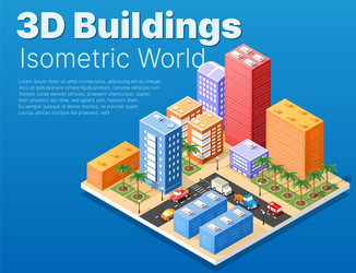 isometric 3d module block district part vector