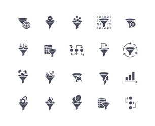 Sorting and filtering black icons set vector