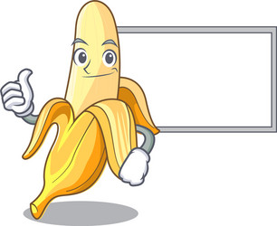 Thumbs up with board ripe banana isolated vector