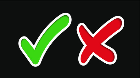 green check mark and red cross vector image
