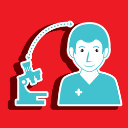 nurse man and microscope isolated icon design vector