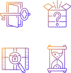 Puzzle gradient linear icons set vector