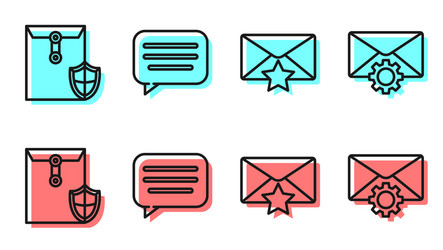 set line envelope with star shield vector image