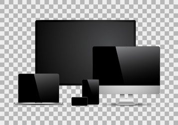 set realistic computer monitors laptops vector