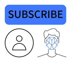 subscribe button with user avatar and face vector image