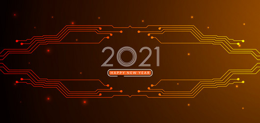 2021 happy new year text design with circuit vector image