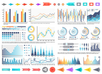 charts and pie diagrams with numbers information vector