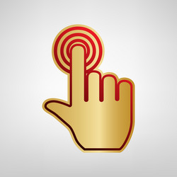 hand click on button red icon gold vector image