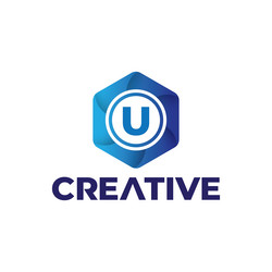 Letter u logo design with polygonal style vector